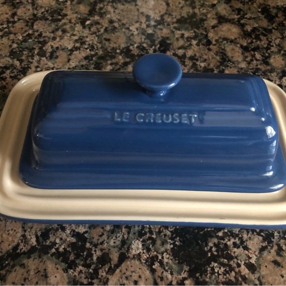Le Creuset Dining Le Creuset Blue Butter Dish Poshmark